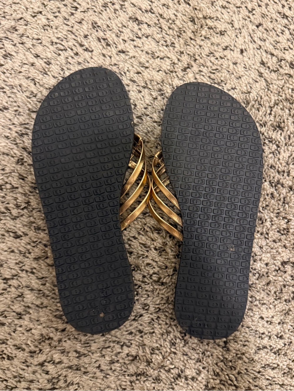 Sanuk Metallic Gold Woven Yoga Salty Slide On Sandals - Picture 4 of 5
